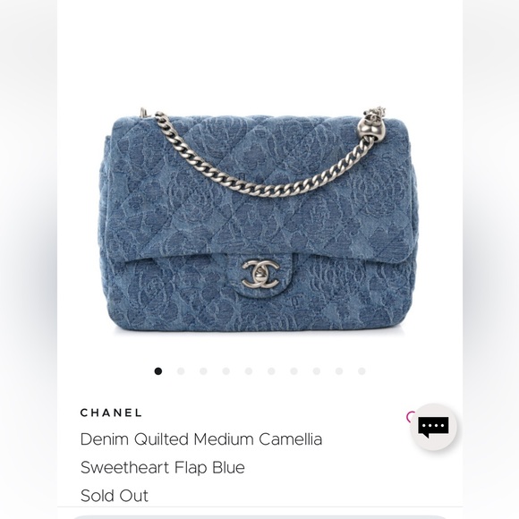 CHANEL
Denim Quilted Medium Camellia Sweetheart Flap Blue.
Come with dust bag. - Picture 1 of 14